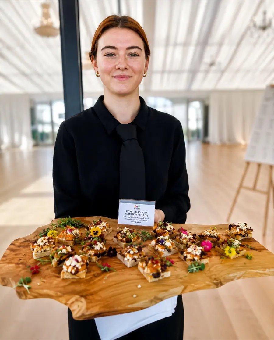 The Cleese team plating canapés for service
