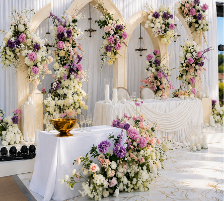 Elegant venue banquet hall floral decor